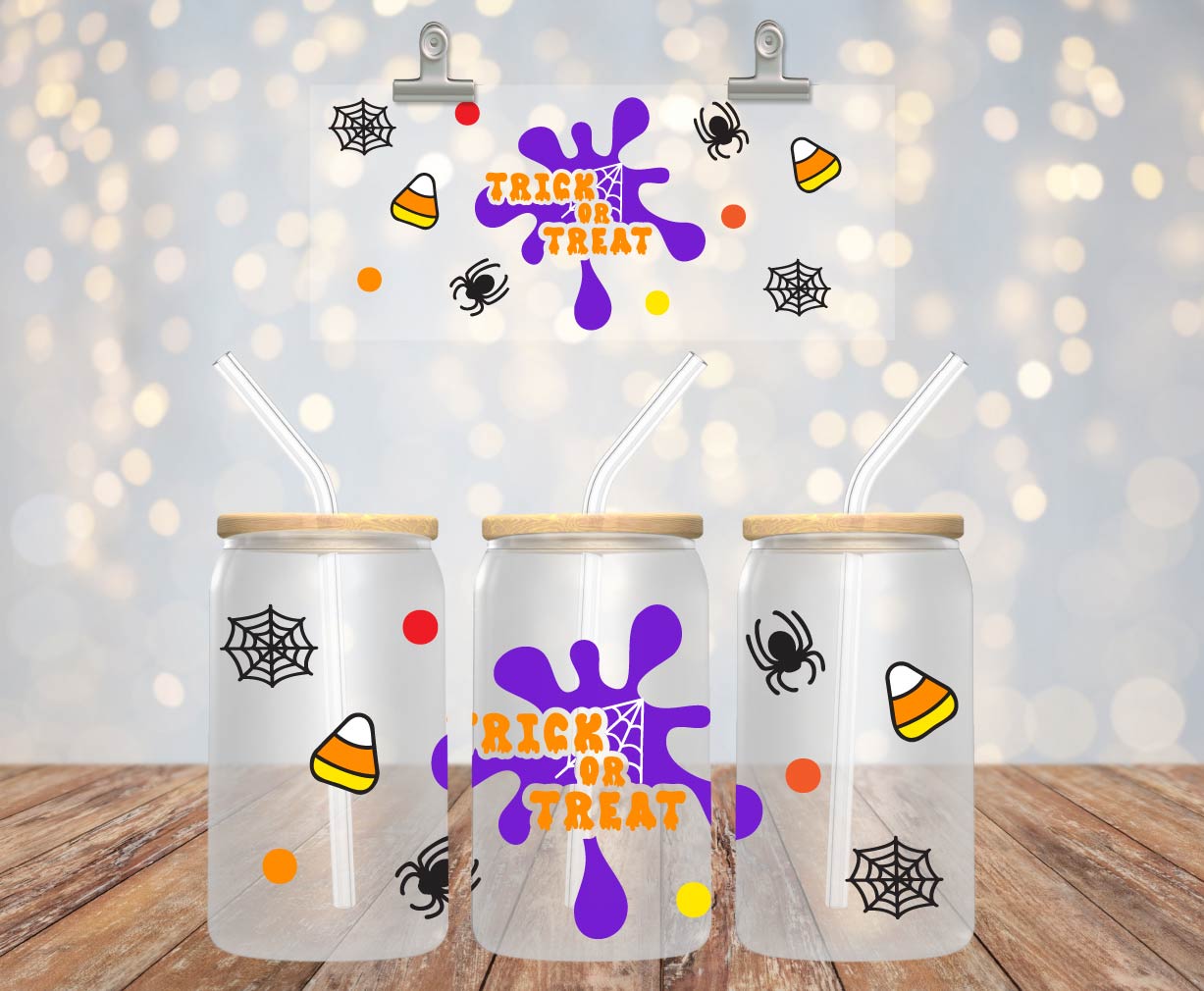 Trick or Treat Libbey wrap, Halloween SVG, Halloween libbey glass wrap, Trick or treat SVG, Instant download, Cricut cut files