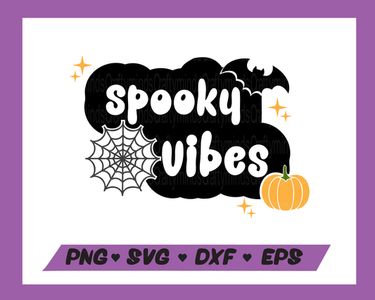 Spooky Vibes SVG, Halloween SVG, Ghost SVG, Cute ghost SVG, Instant download, Cricut cut files