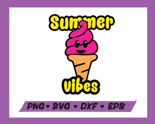 Summer vibes SVG, Summer SVG, Happy SVG, Ice cream SVG, Instant Download, Cricut cut files