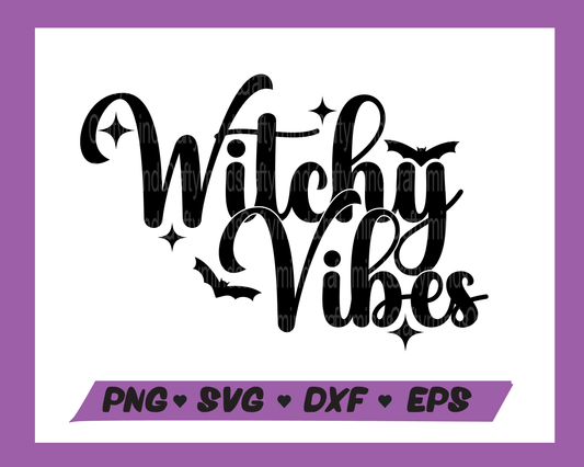 Witchy Vibes SVG, Halloween PNG, Happy Halloween SVG, Witch hat png, Bow, Digital download, Cricut cut files, Sublimation