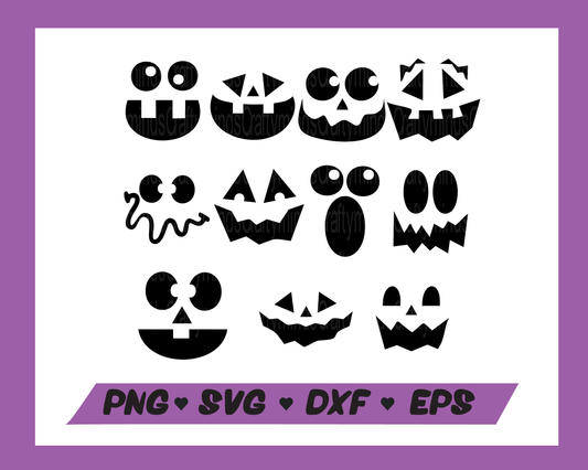 Halloween faces Bundle SVG, Halloween face SVG, Halloween SVG, Face SVG, Spooky Face SVG, Instant download, Cricut cut files