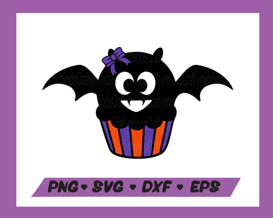 Girl bat cupcake SVG, Bat cupcake SVG, Bat SVG, Halloween SVG, Cute bat SVG, Instant download, Cricut cut files