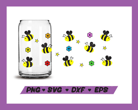 Bee Libbey glass wrap, Libbey wrap SVG, Bee SVG, Insect SVG, Instant download, Cricut cut files