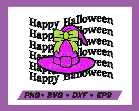 Witch SVG, Happy Halloween PNG, Happy Halloween SVG, Witch hat png, Bow, Digital download, Cricut cut files, Sublimation