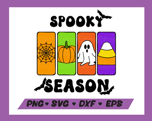 Spooky season SVG, Halloween SVG, Ghost SVG, Pumpkin SVG, Spider web SVG, Candy SVG, Instant download, Sublimation, Cricut cut files