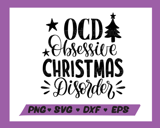 OCD SVG, Merry Christmas SVG, Christmas PNG, Christmas Tree, Cricut cut files, Digital download