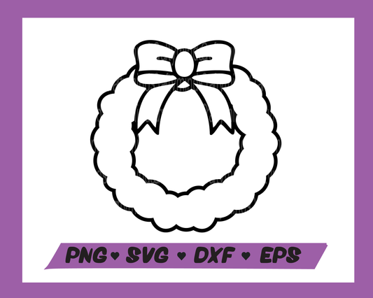 Christmas SVG, Wreath SVG, Outline, Christmas PNG, Digital download, Png, Cricut cut files
