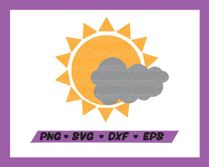 Sun and cloud SVG, Weather SVG, Sunshine SVG, Cute SVG, Instant download, Cricut cut files