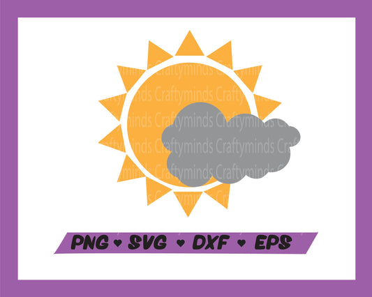 Sun and cloud SVG, Weather SVG, Sunshine SVG, Cute SVG, Instant download, Cricut cut files