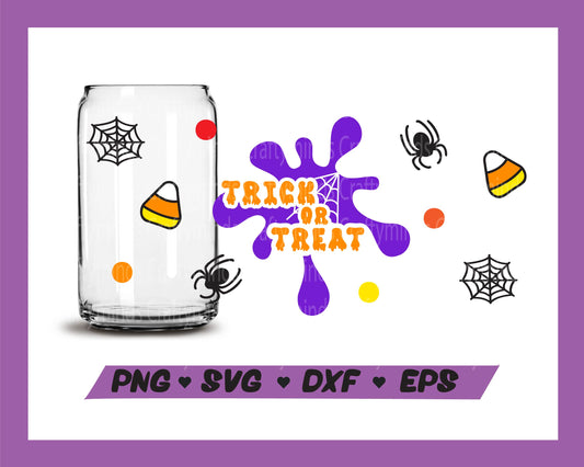 Trick or Treat Libbey wrap, Halloween SVG, Halloween libbey glass wrap, Trick or treat SVG, Instant download, Cricut cut files