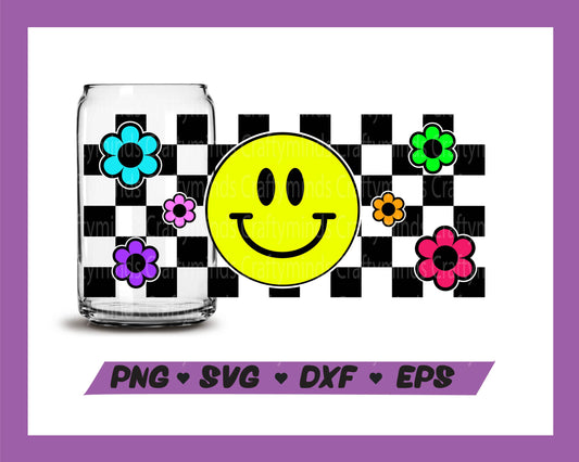 Happy face Libbey wrap SVG, Retro Happy face SVG, Happy face SVG, Retro, Libbey glass wrap, Instant download, Cricut cut files